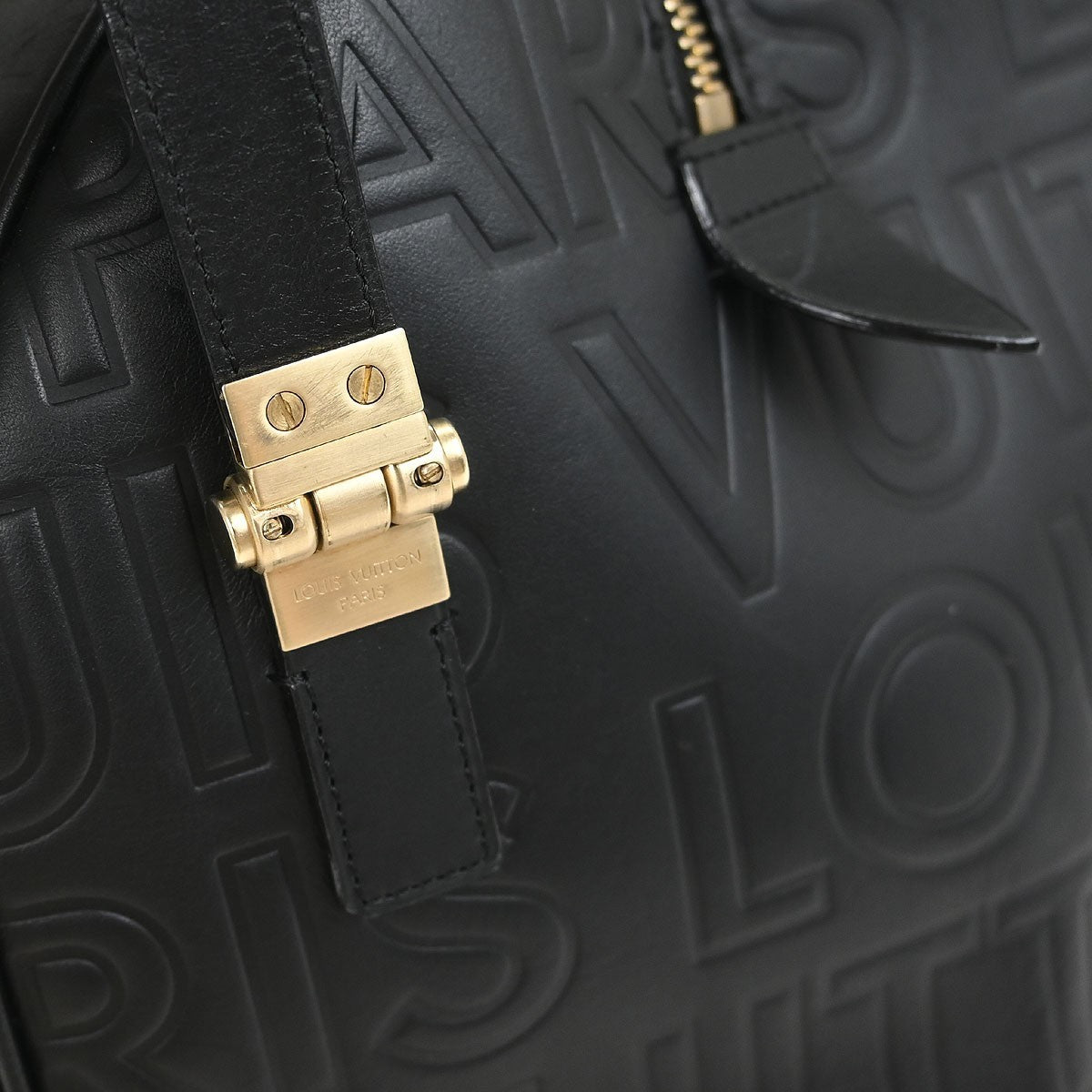 Louis Vuitton Paris Speedy Cube Bag Embossed Leather Black Leather Handbag (Pre-Owned)