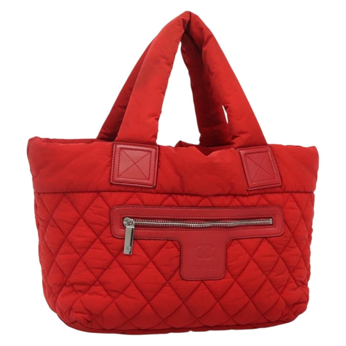 Chanel Coco Cocoon Reversible Tote Quilted Nylon Red Nylon Tote Bag Bag (Pre-Owned)