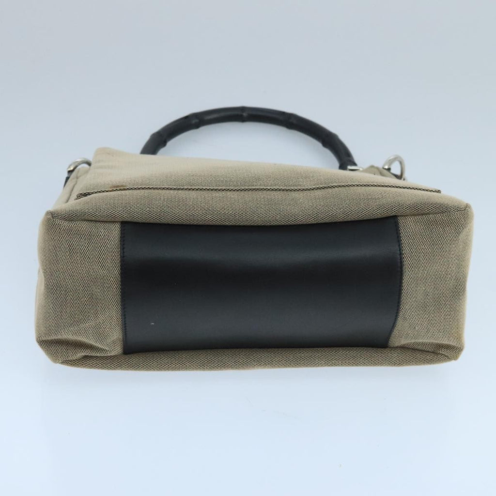 Gucci Vintage Bamboo Shoulder Bag Canvas Beige Canvas Shoulder Bag Bag (Pre-Owned)