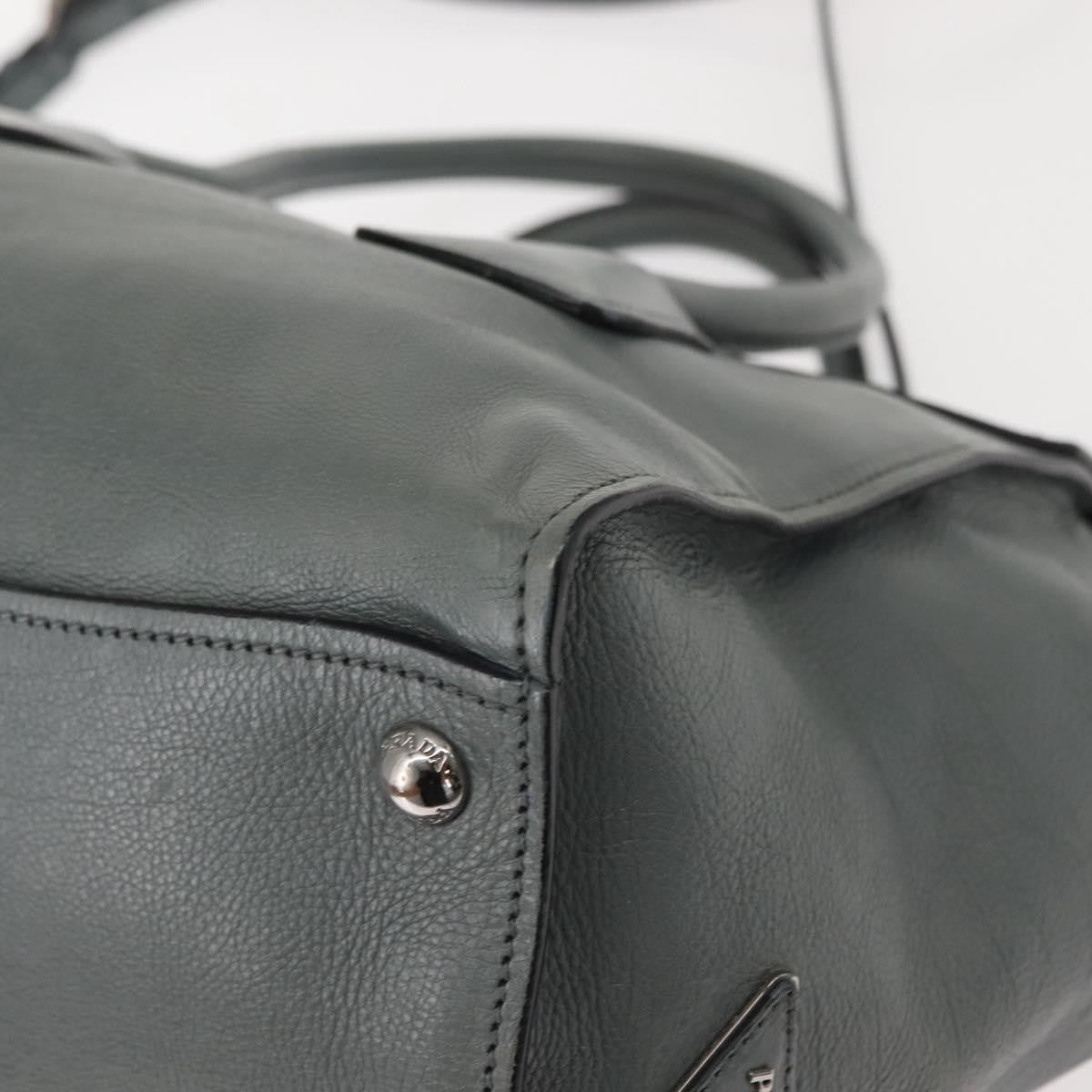 Prada Twin Pocket Lock Flap Tote Glace Calf Gray Leather Tote Bag Bag (Pre-Owned)