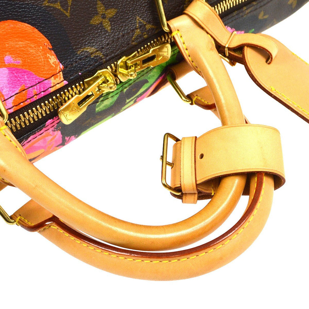 Louis Vuitton Keepall Bag Limited Edition Monogram Roses Brown Canvas Travel Bag Bag (Pre-Owned)