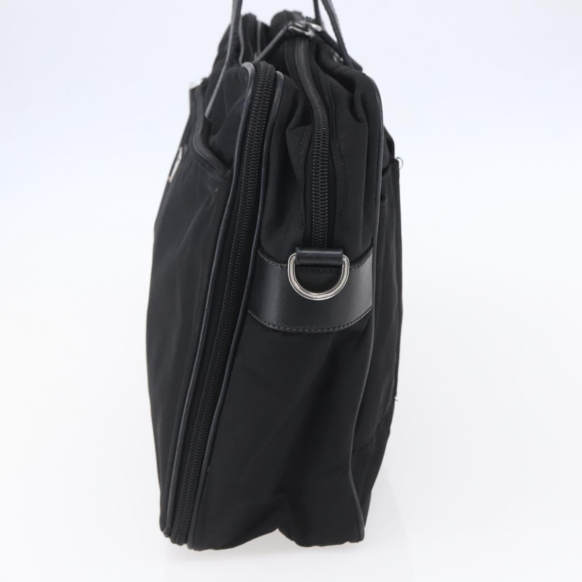Prada Convertible Front Zip Briefcase Tessuto With Saffiano Leather Black Nylon Briefcase Bag (Pre-Owned)
