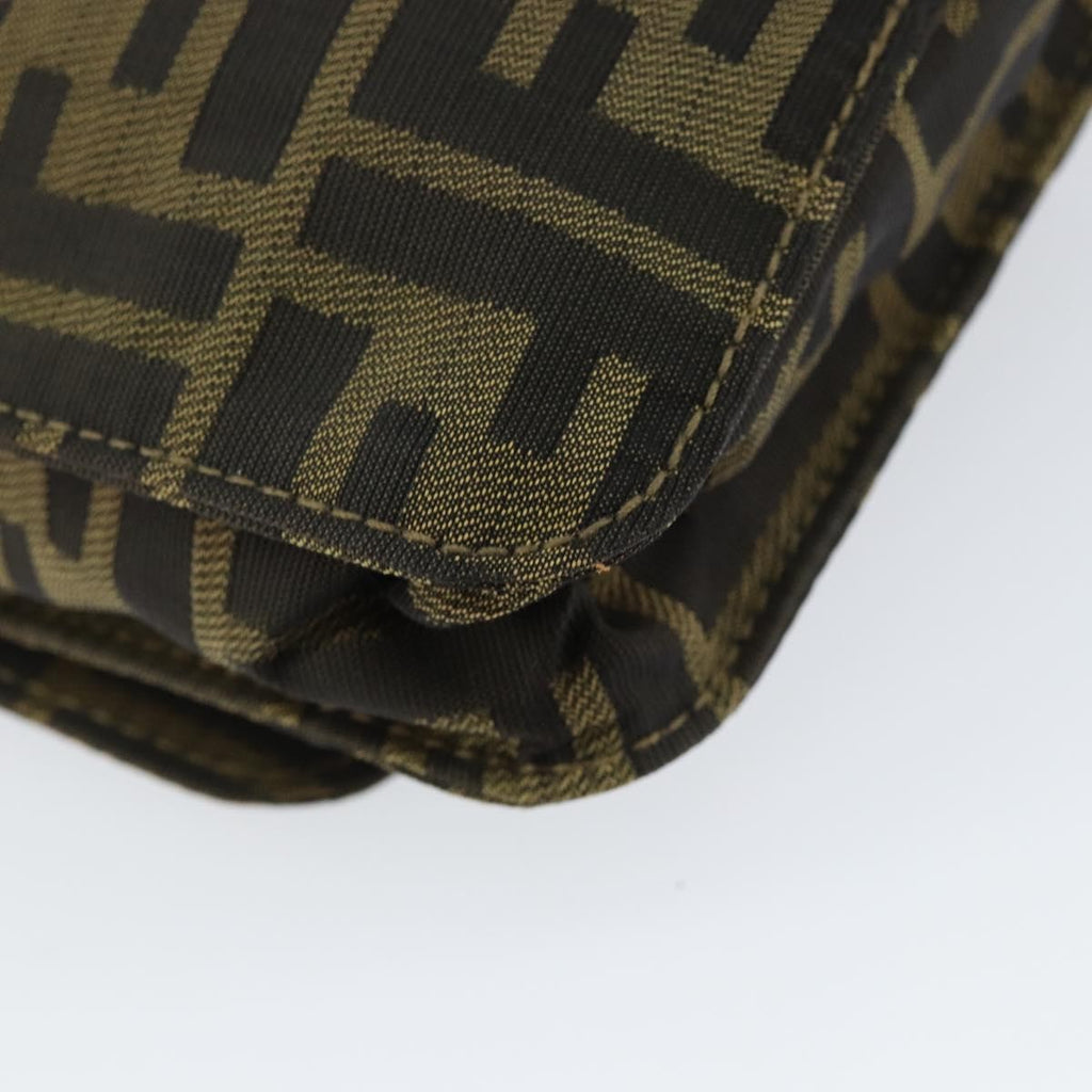 Fendi Flat Messenger Bag Zucca Canvas Brown Canvas Shoulder Bag Bag (Pre-Owned)
