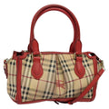 Burberry Pilgrim Satchel Haymarket Coated Canvas Beige Canvas Handbag (Pre-Owned)