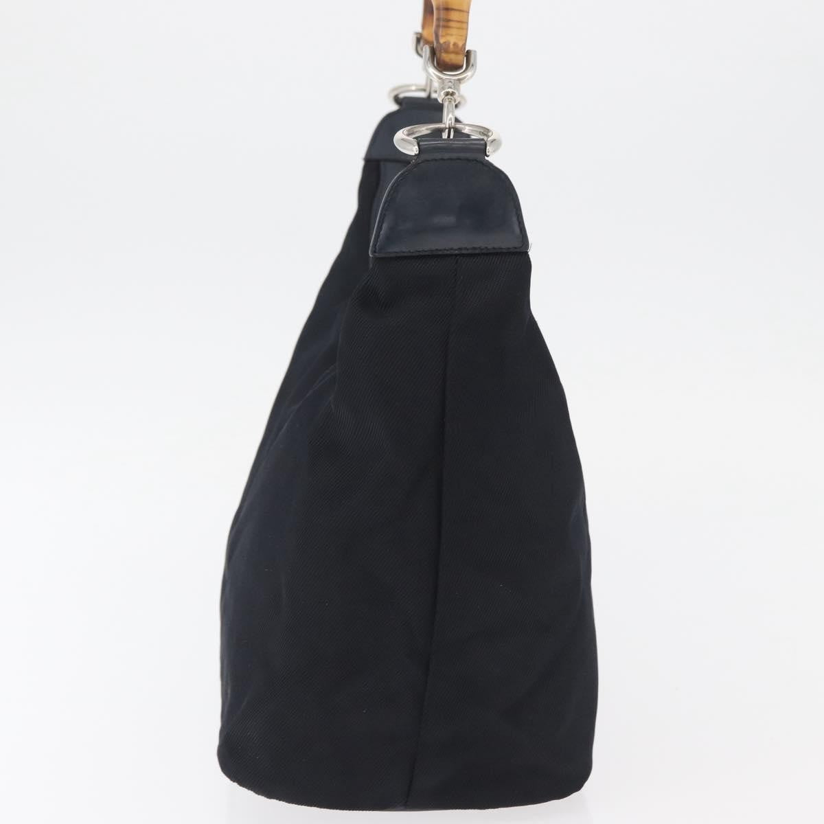 Gucci Vintage Bamboo Hobo Nylon Navy Nylon Shoulder Bag Bag (Pre-Owned)