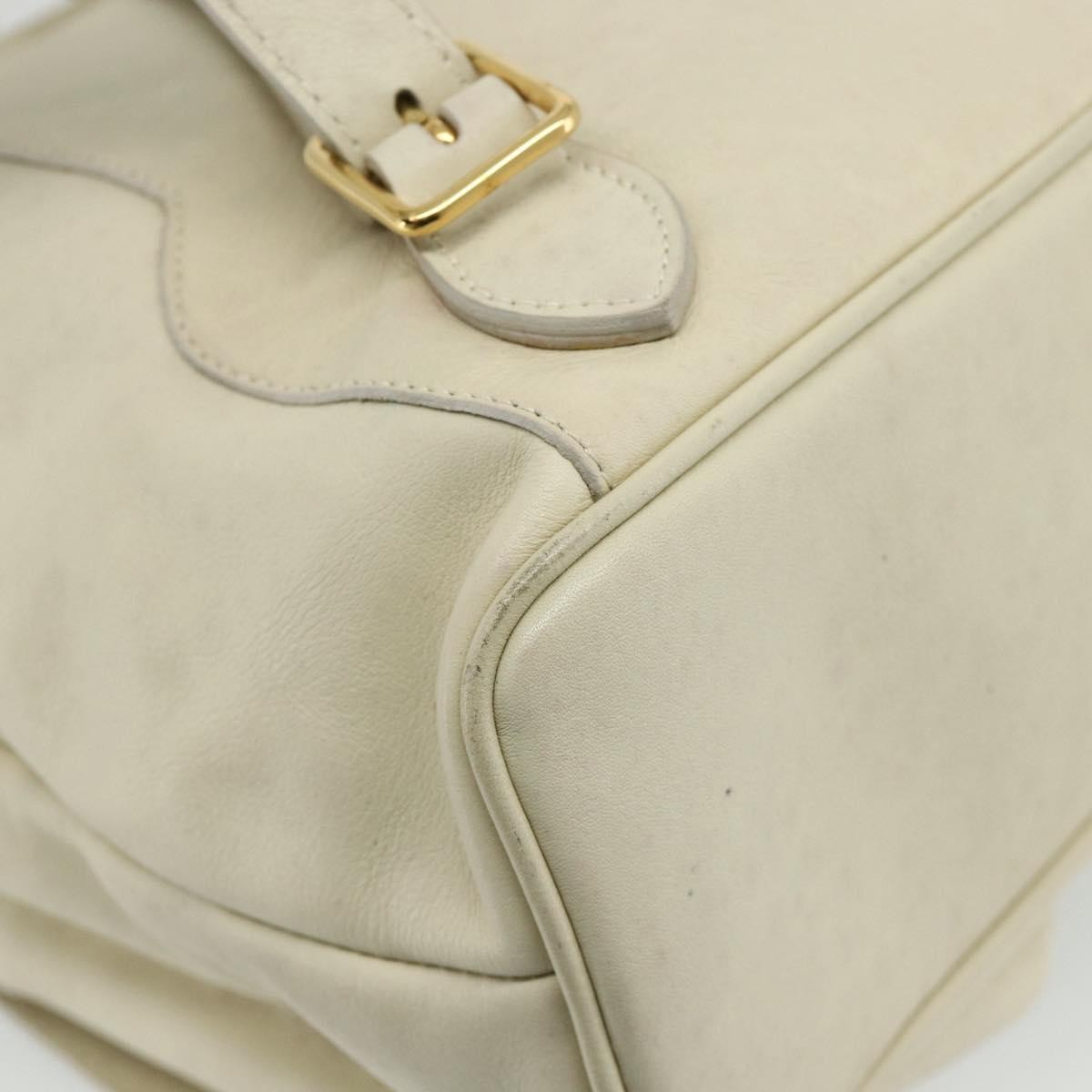 Gucci Vintage Bamboo Backpack Leather White Leather Backpack Bag (Pre-Owned)