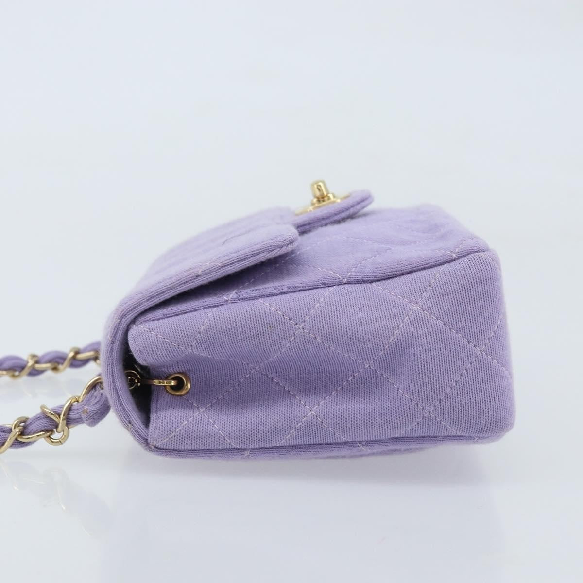 Chanel Square Classic Single Flap Bag Fabric Purple Cotton Crossbody Bag Bag (Pre-Owned)