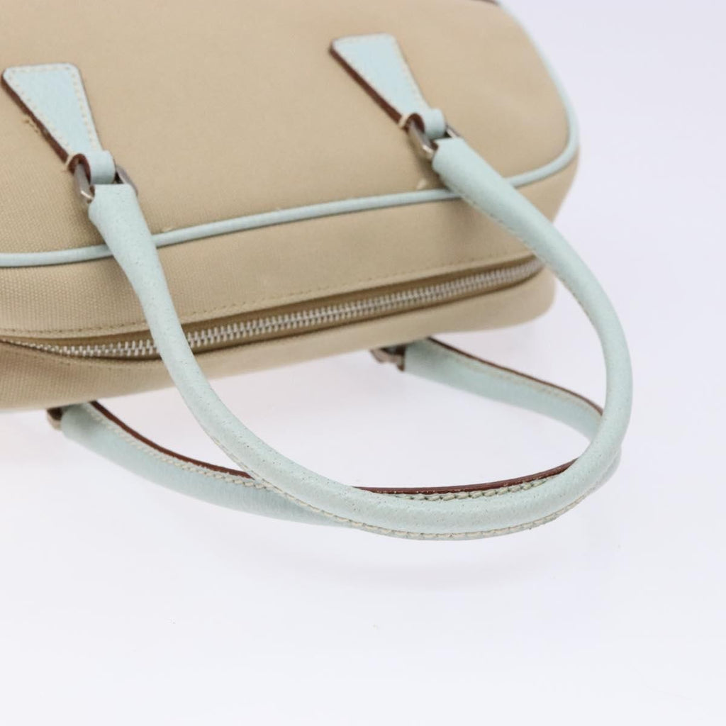 Prada Bauletto Bag Canvas With Leather Beige Canvas Bag (Pre-Owned)