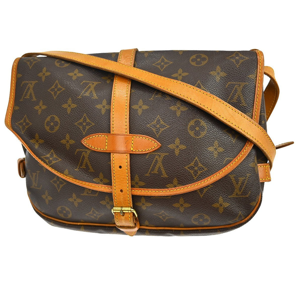 Louis Vuitton Saumur Handbag Monogram Canvas Brown Canvas Shoulder Bag Bag (Pre-Owned)