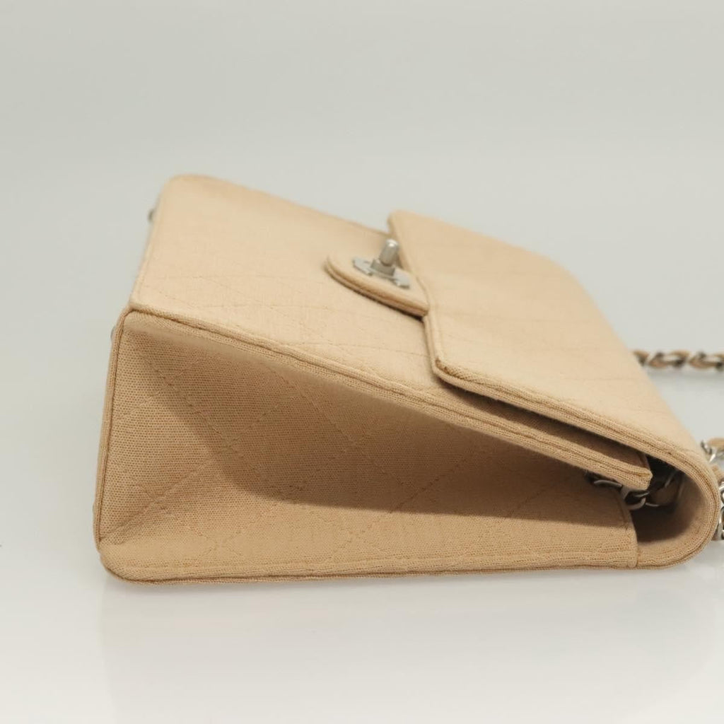 Chanel Matelasse Chain Shoulder Bag Leather Beige Cotton Shoulder Bag Bag (Pre-Owned)