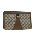 Gucci Sherry Line Pouch Canvas Beige Canvas Clutche & Pouche Bag (Pre-Owned)