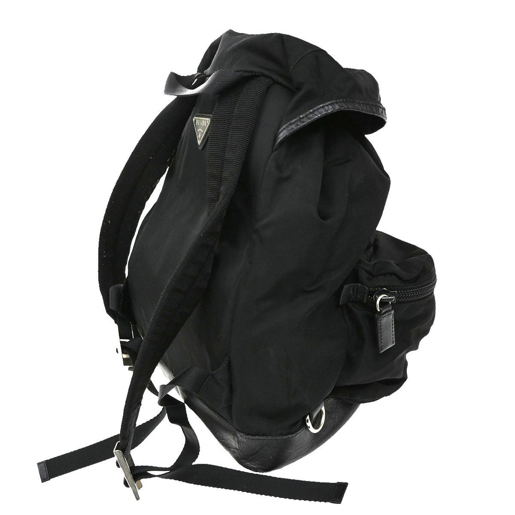 Prada Double Front Pocket Backpack Tessuto Black Nylon Backpack Bag (Pre-Owned)