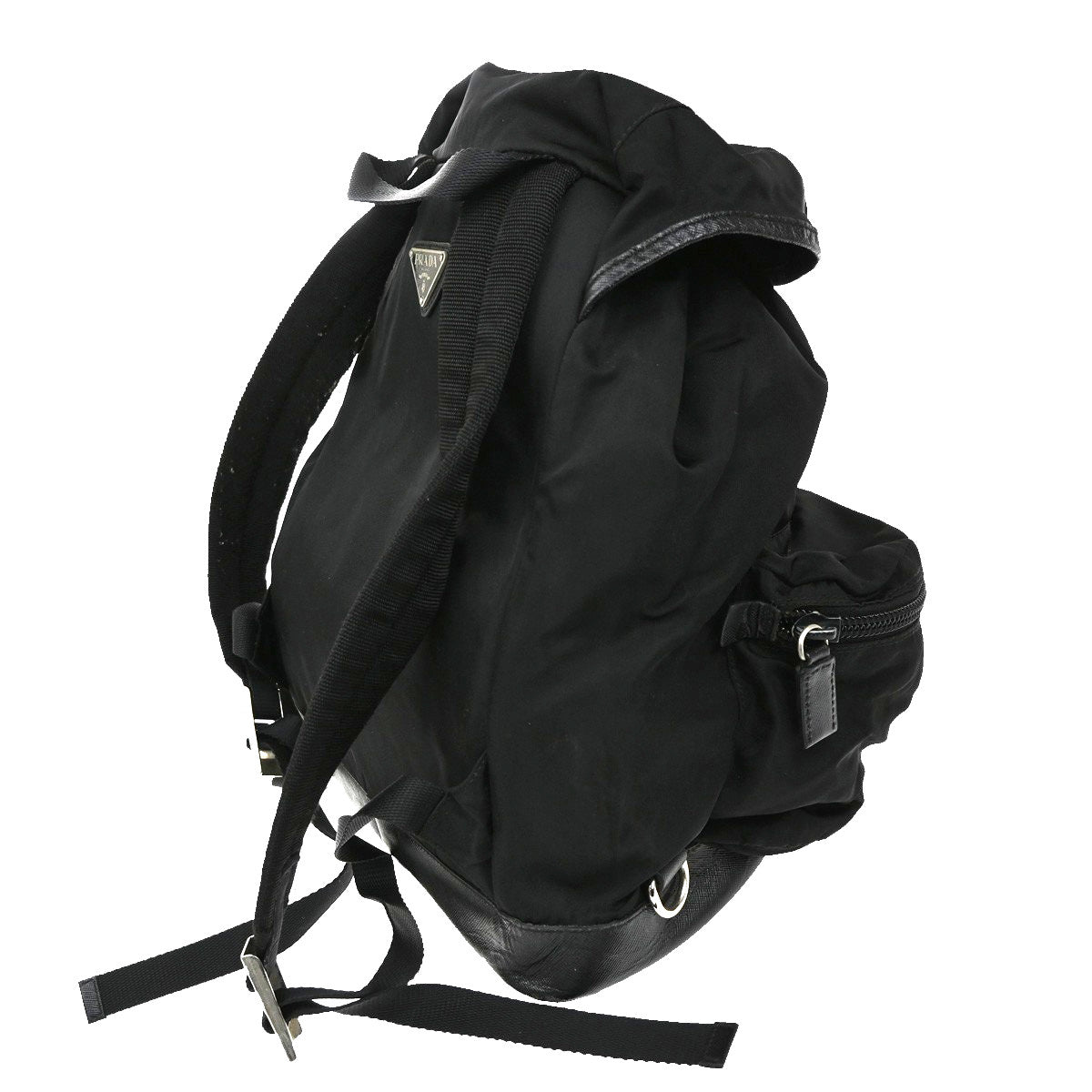 Prada Double Front Pocket Backpack Tessuto Black Nylon Backpack Bag (Pre-Owned)