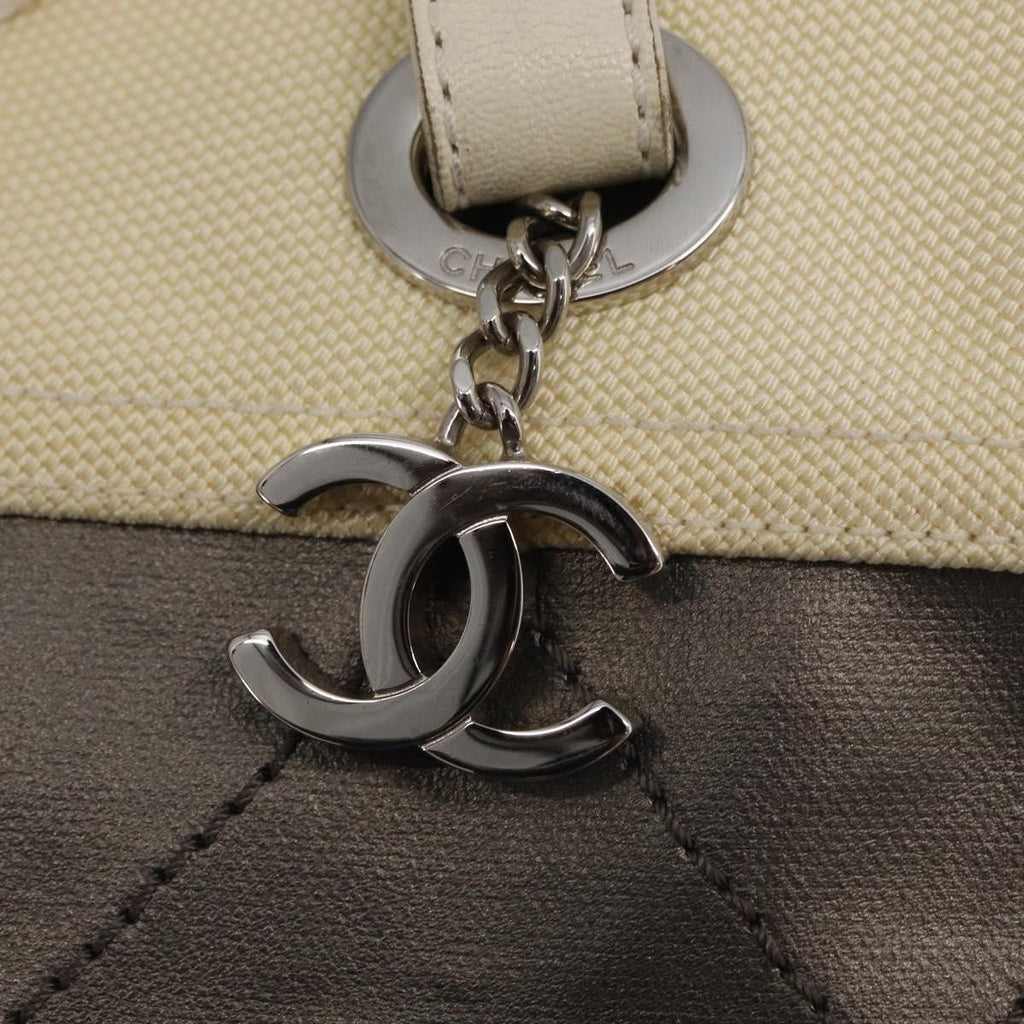 Chanel Biarritz Tote Nylon Silver Nylon Tote Bag Bag (Pre-Owned)