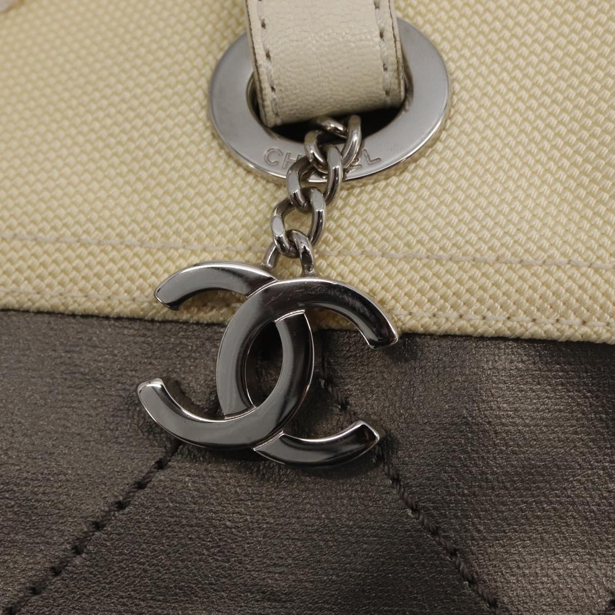 Chanel Biarritz Tote Nylon Silver Nylon Tote Bag Bag (Pre-Owned)