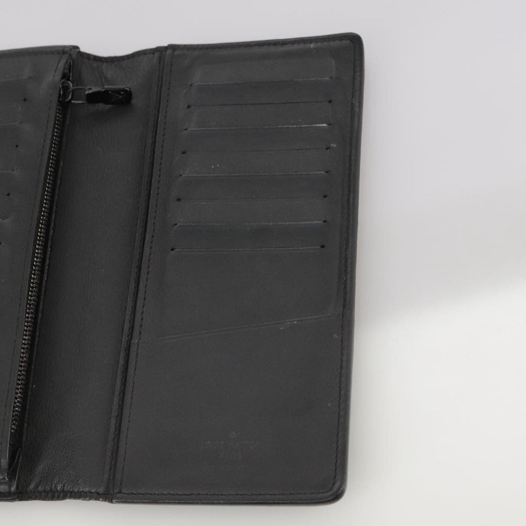 Louis Vuitton Brazza Long Bifold Wallet Monogram Shadow Black Leather Wallets Accessory (Pre-Owned)