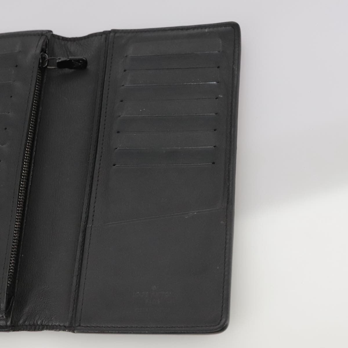 Louis Vuitton Brazza Long Bifold Wallet Monogram Shadow Black Leather Wallets Accessory (Pre-Owned)