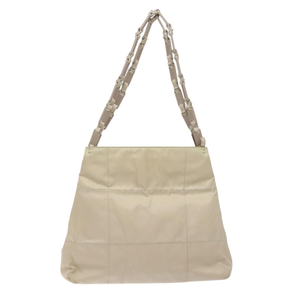 Prada Vintage Tote Tessuto Beige Nylon Tote Bag Bag (Pre-Owned)