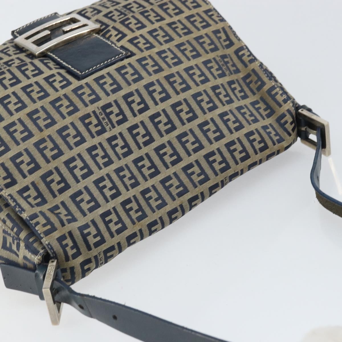 Fendi Mamma Baguette Zucchino Canvas Navy Canvas Shoulder Bag Bag (Pre-Owned)