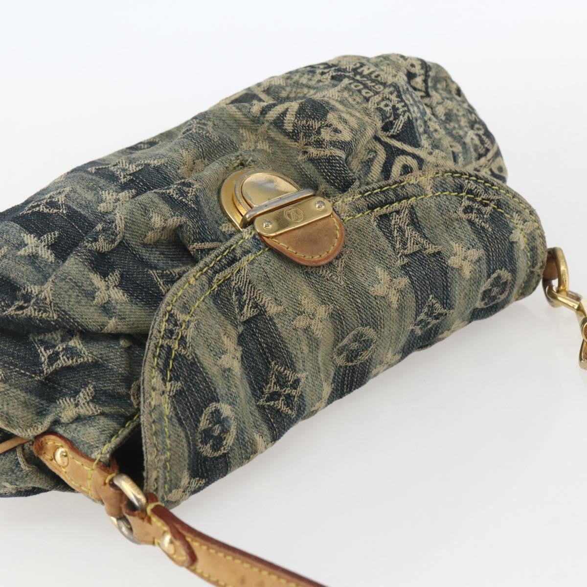 Louis Vuitton Pleaty Raye Handbag Striped Monogram Denim Blue Denim_Jeans Shoulder Bag Bag (Pre-Owned)