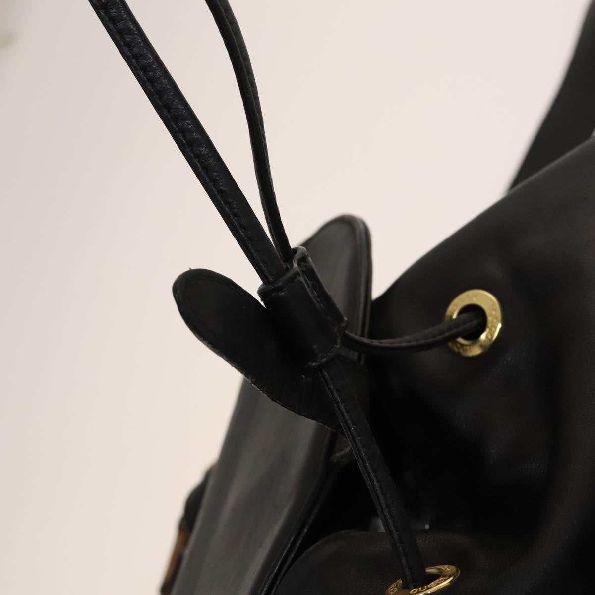 Gucci Vintage Bamboo Backpack Leather Black Leather Backpack Bag (Pre-Owned)