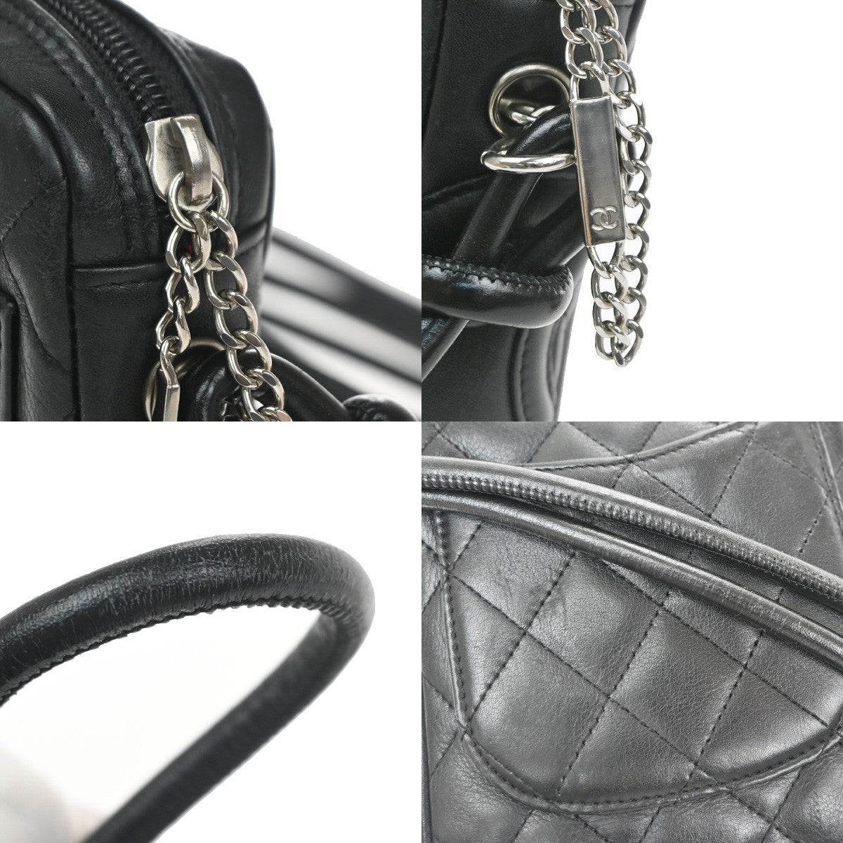 Chanel Cambon Pochette Quilted Leather Black Leather Shoulder Bag Bag (Pre-Owned)