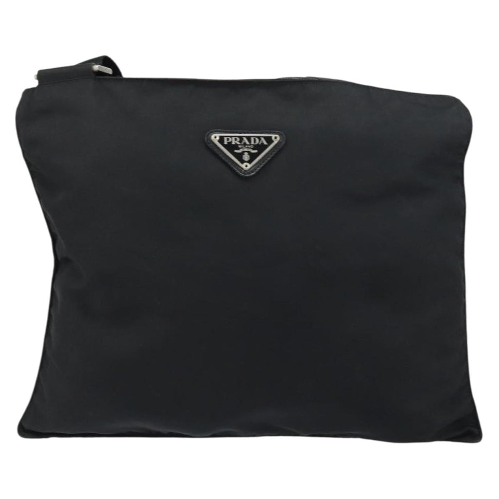 Prada Flat Messenger Bag Tessuto Black Nylon Shoulder Bag Bag (Pre-Owned)
