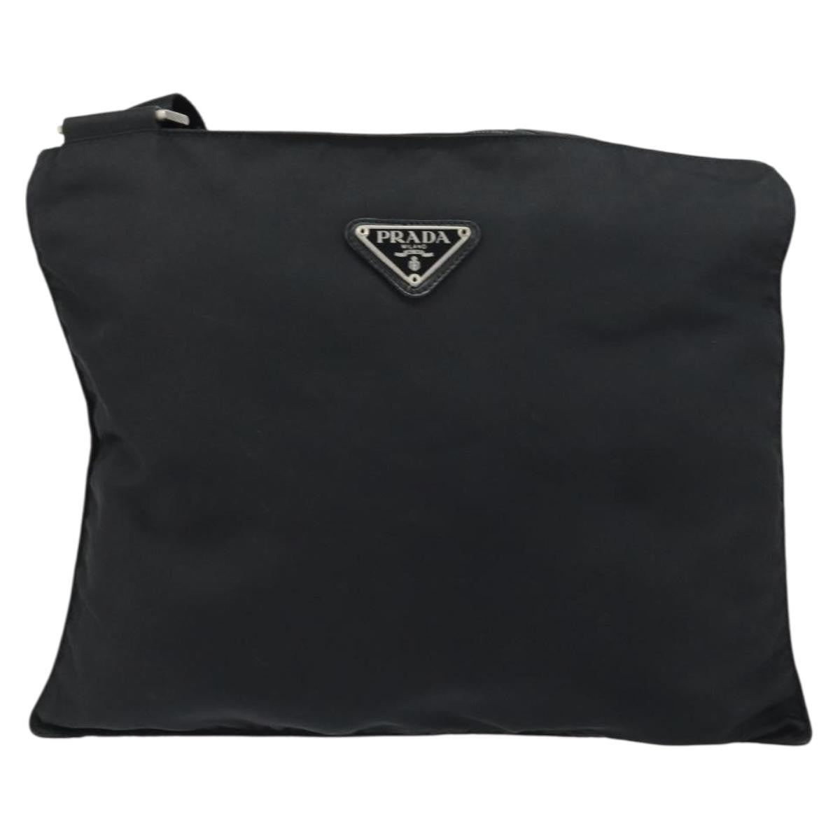 Prada Flat Messenger Bag Tessuto Black Nylon Shoulder Bag Bag (Pre-Owned)