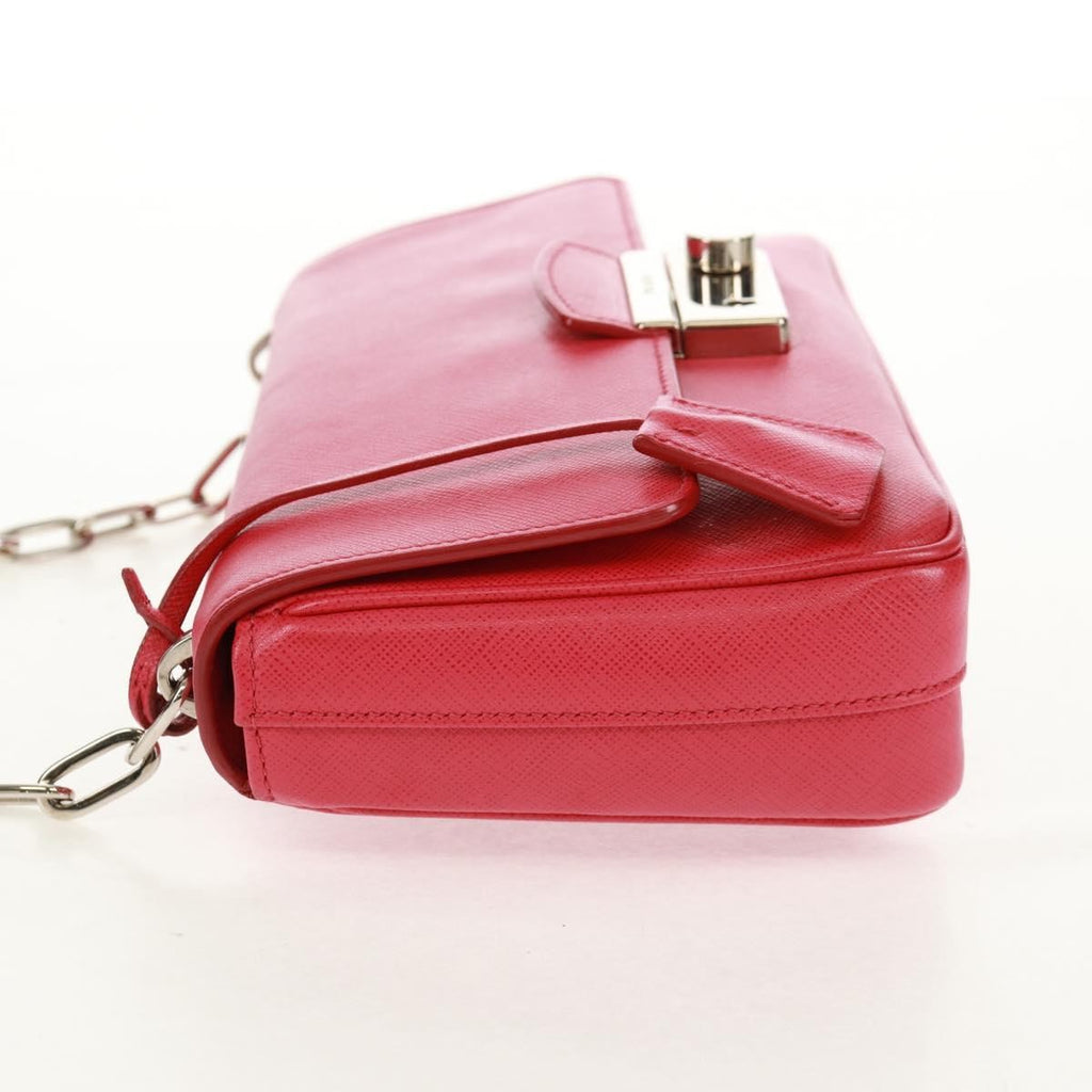 Prada Sound Chain Shoulder Bag Saffiano Leather Red Leather Shoulder Bag Bag (Pre-Owned)