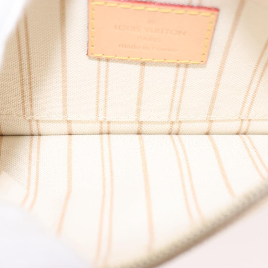 Louis Vuitton Neverfull Pochette Damier White Canvas Clutche & Pouche Bag (Pre-Owned)