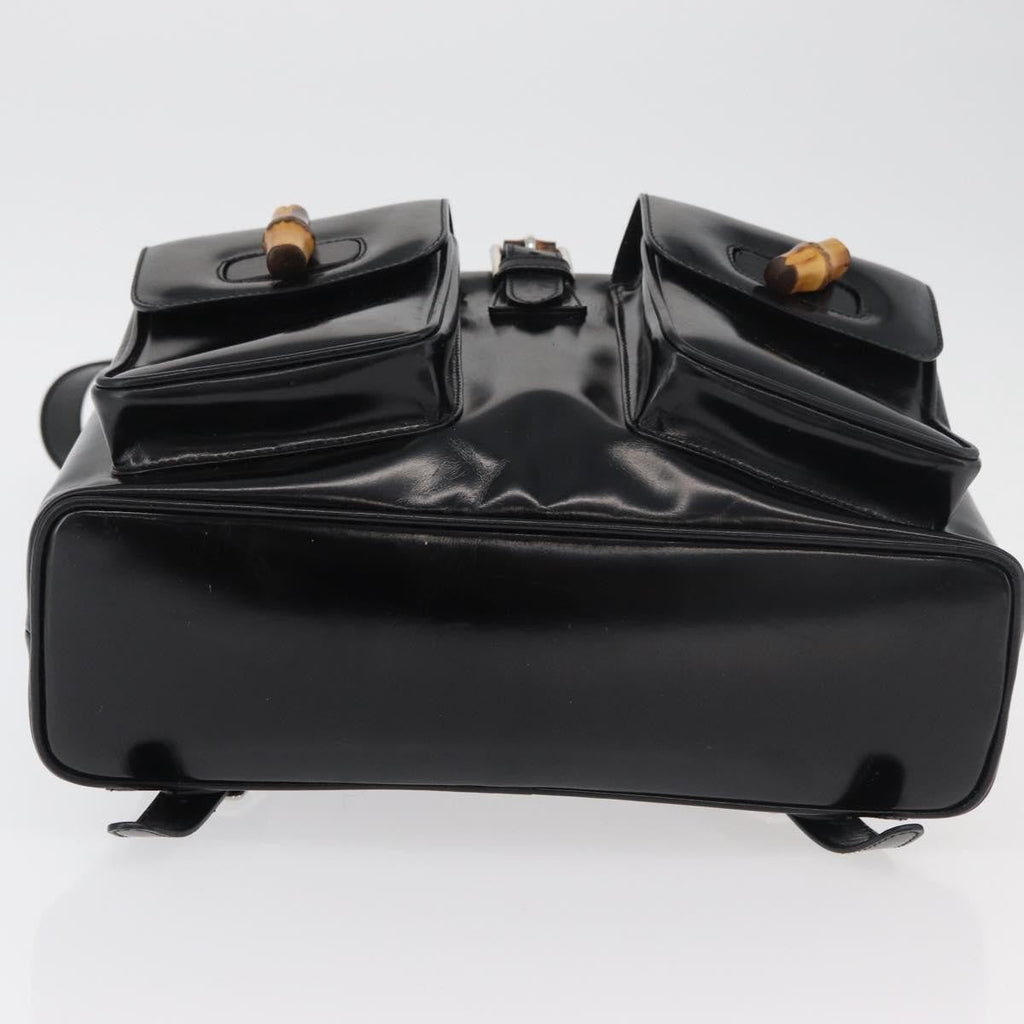 Gucci Vintage Bamboo Backpack Patent Leather Black Patent_Leather Backpack Bag (Pre-Owned)