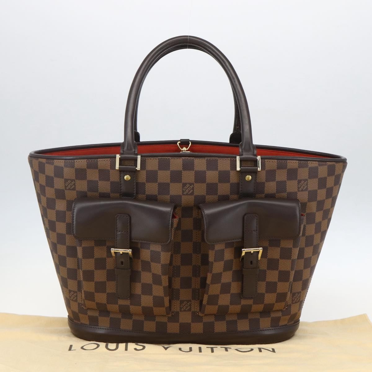 Louis Vuitton Manosque Handbag Damier Brown Canvas Tote Bag Bag (Pre-Owned)