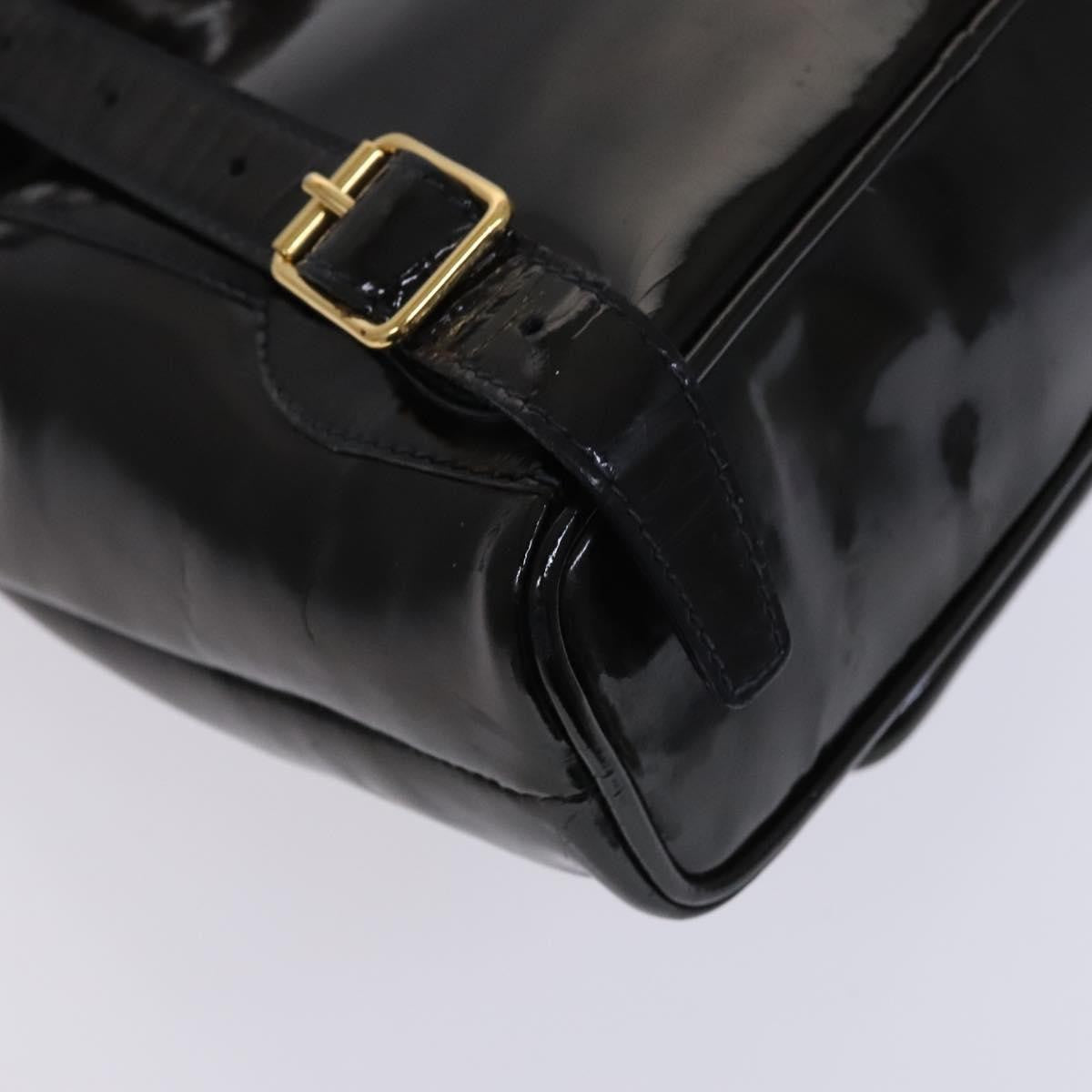 Gucci Vintage Bamboo Backpack Patent Black Patent_Leather Backpack Bag (Pre-Owned)