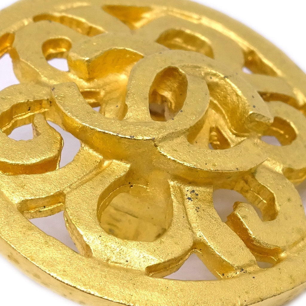 Chanel Cc Round Earrings Metal Gold Gold_Plated Earrings Jewelry (Pre-Owned)