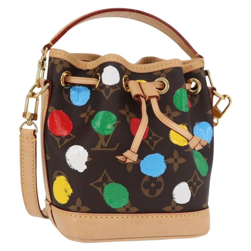 Louis Vuitton Noe Handbag Yayoi Kusama Painted Dots Monogram Canvas Brown Canvas Handbag (Pre-Owned)