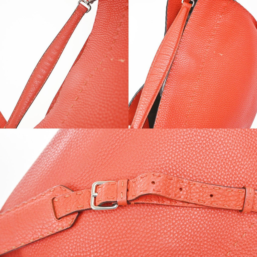 Fendi Selleria Anna Bucket Bag Leather Red Leather Tote Bag Bag (Pre-Owned)