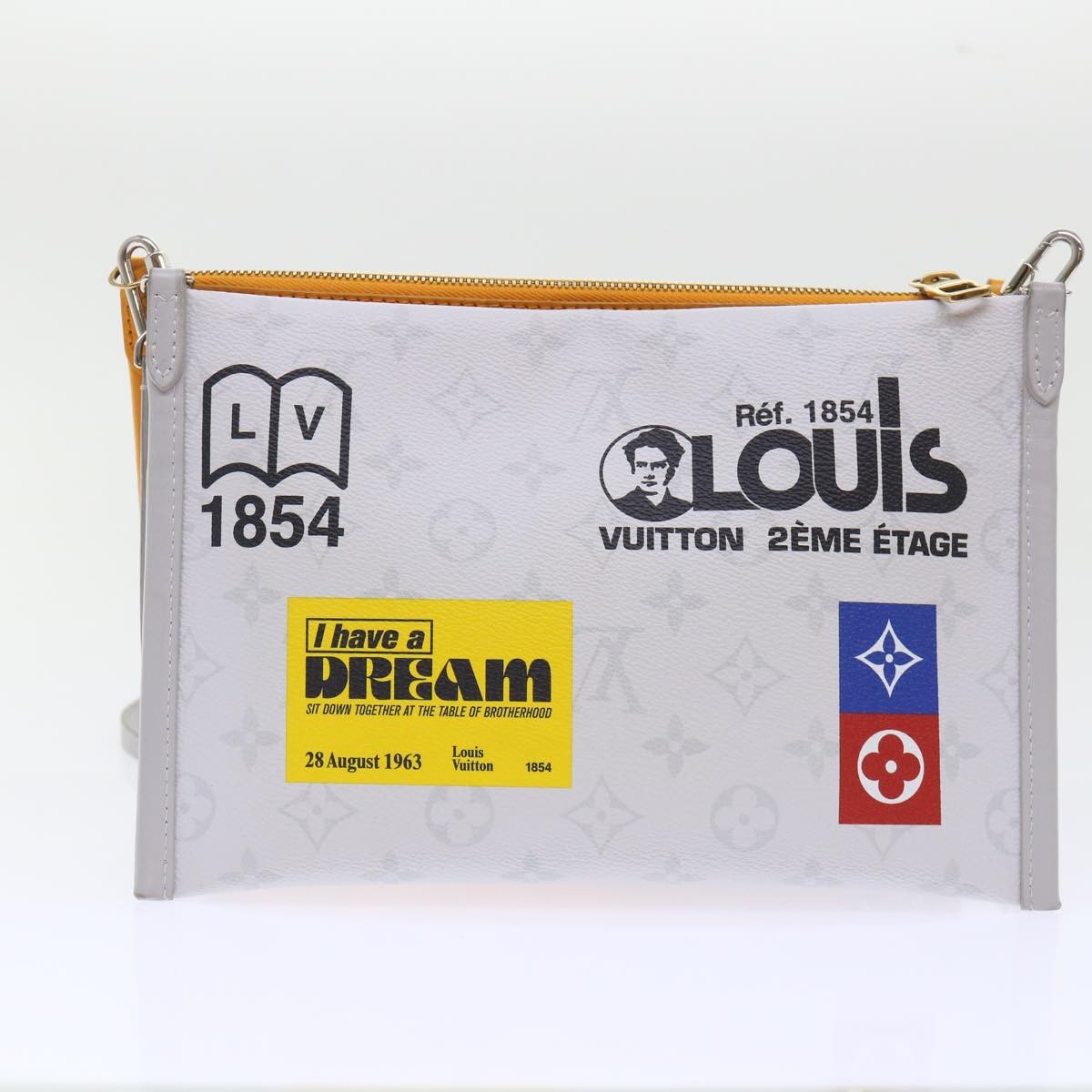 Louis Vuitton Double Flat Messenger Bag Limited Edition Logo Story Monogram Canvas And Denim Multicolour Canvas Clutche & Pouche Bag (Pre-Owned)