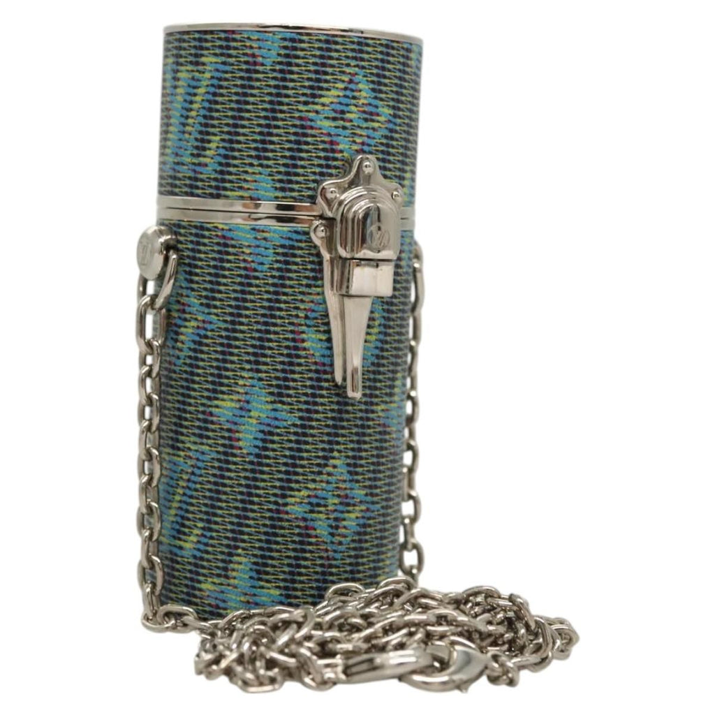 Louis Vuitton Lipstick Case On Chain Damier Monogram Lv Pop Canvas Blue Canvas Clutche & Pouche Bag (Pre-Owned)