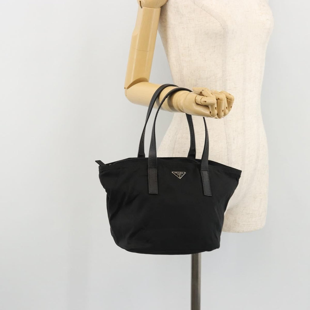 Prada Vintage Handbag Tessuto Black Nylon Handbag (Pre-Owned)
