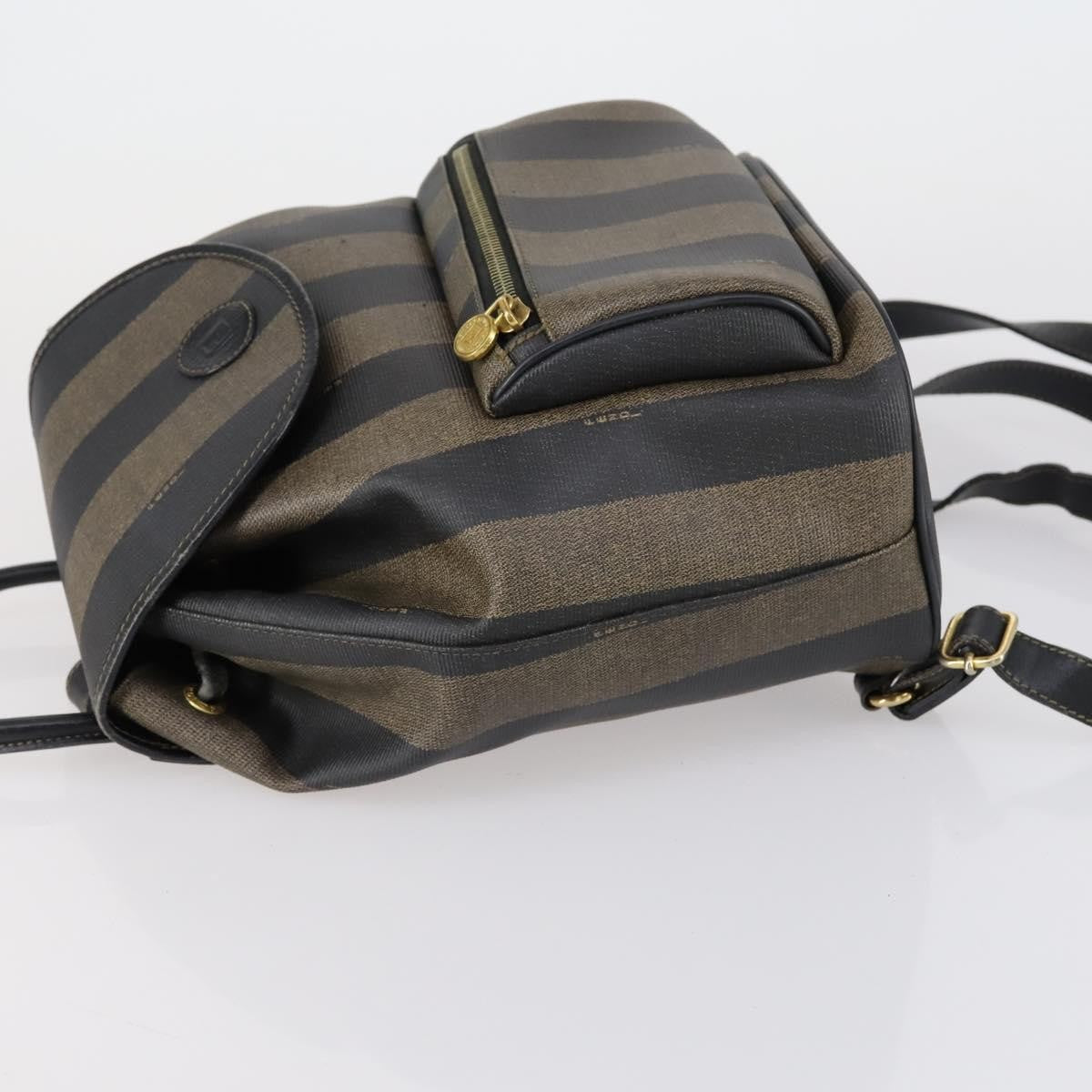 Fendi Pequin Front Pocket Backpack Coated Canvas Brown Pvc Backpack Bag (Pre-Owned)