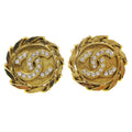 Chanel Cc Button Clip-On Earrings Metal With Faux Pearl Gold Gold_Plated Earrings Jewelry (Pre-Owned)