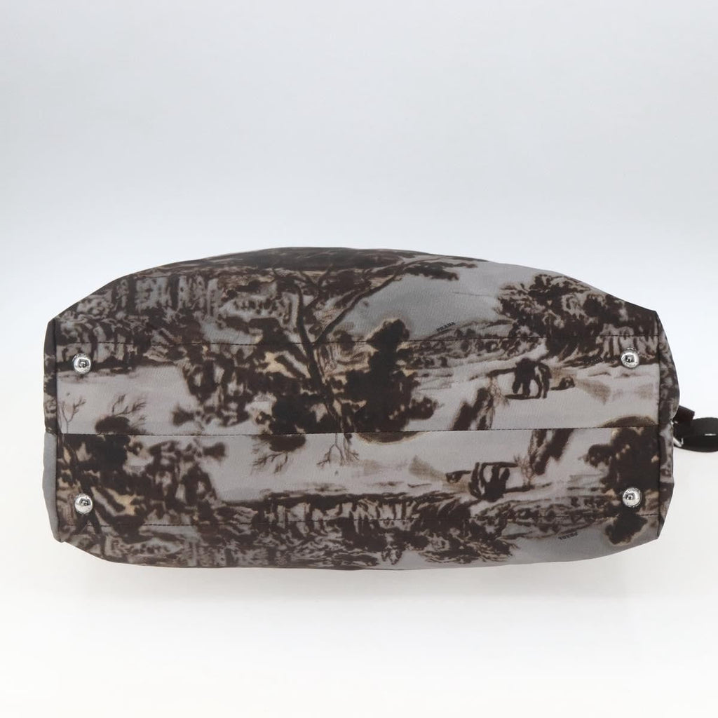 Prada Convertible Tote Printed Tessuto Brown Nylon Tote Bag Bag (Pre-Owned)
