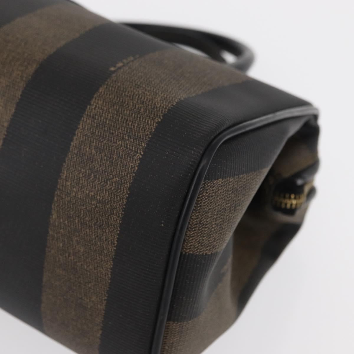 Fendi Vintage Pequin Convertible Boston Bag Coated Canvas Brown Canvas Travel Bag Bag (Pre-Owned)