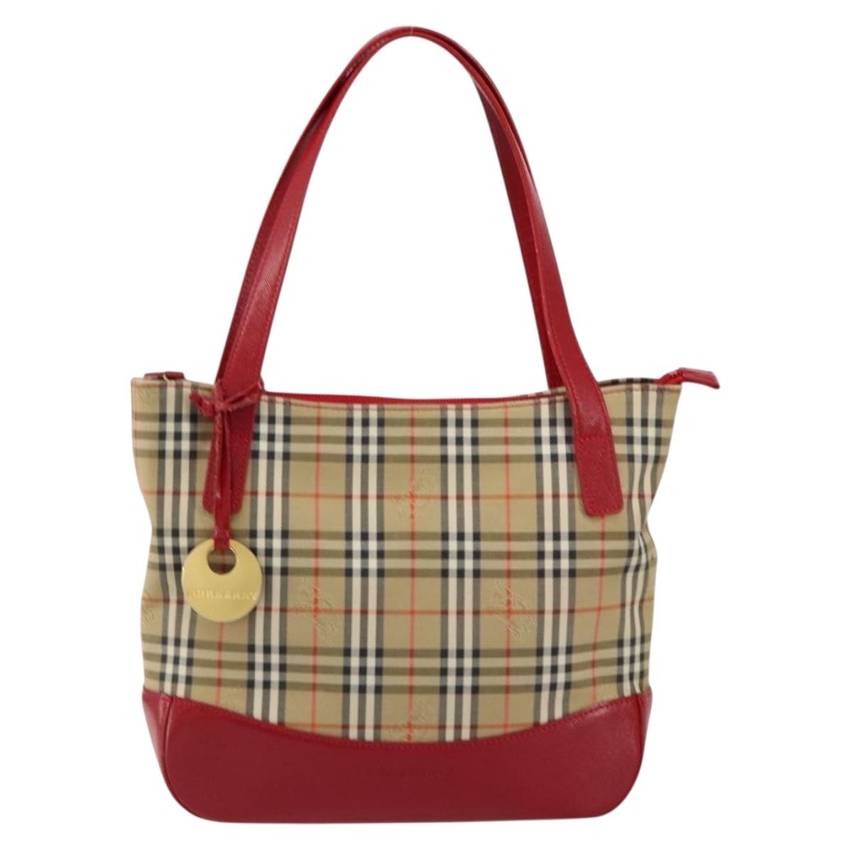Burberry Nova Check Handbag Nova Check Canvas Beige Canvas Handbag (Pre-Owned)