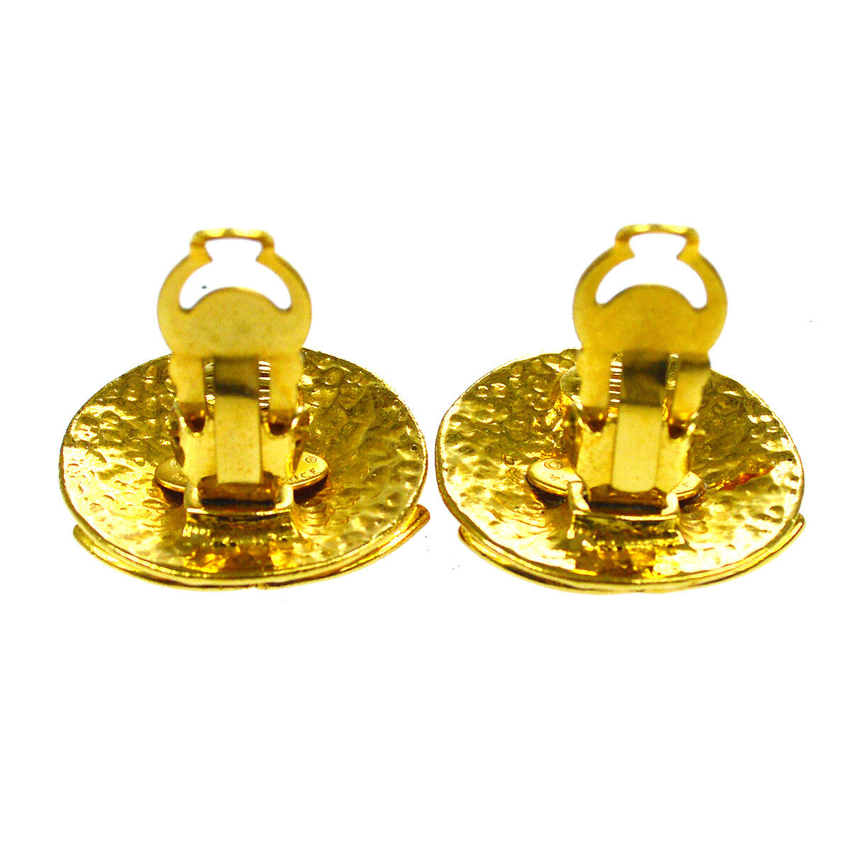 Chanel Cc Button Clip-On Earrings Metal Gold Gold_Plated Earrings Jewelry (Pre-Owned)