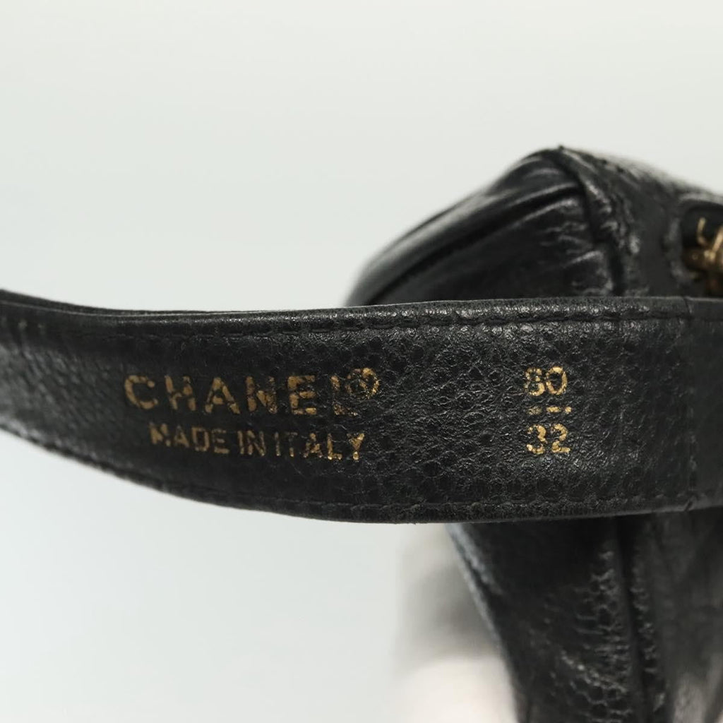 Chanel Vintage Zip Belt Bag Quilted Caviar Black Leather Clutche & Pouche Bag (Pre-Owned)