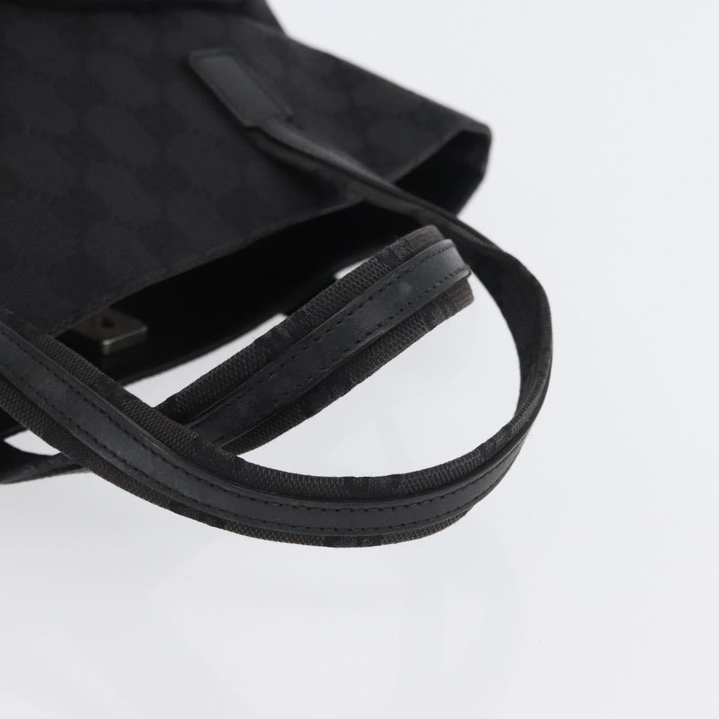 Gucci Double Pocket Tote Gg Canvas Black Canvas Handbag (Pre-Owned)