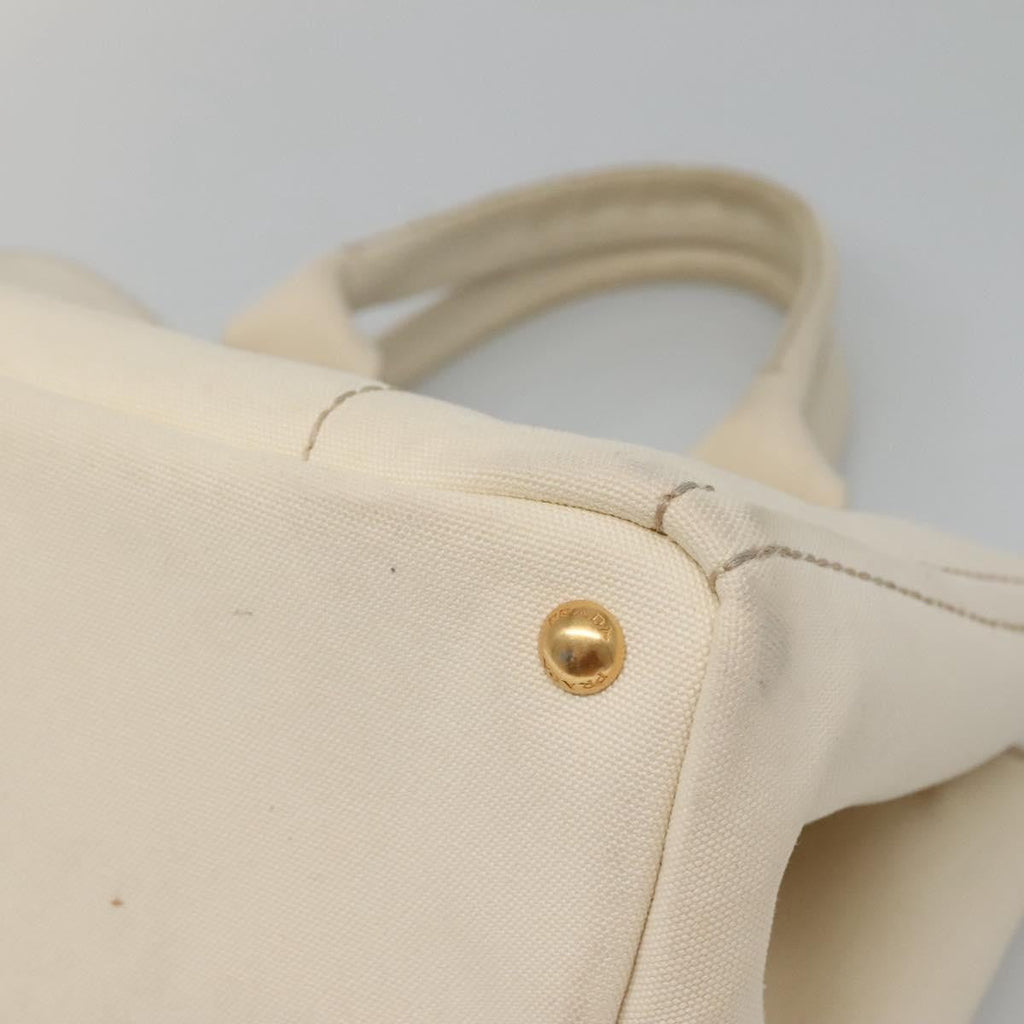 Prada Canapa Tote Canvas White Canvas Tote Bag Bag (Pre-Owned)