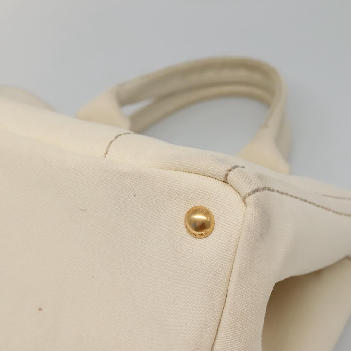 Prada Canapa Tote Canvas White Canvas Tote Bag Bag (Pre-Owned)