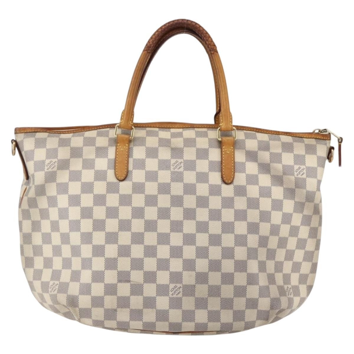Louis Vuitton Riviera Handbag Damier White Canvas Handbag (Pre-Owned)